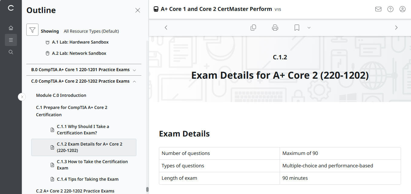 CertMaster Perform for CompTIA A+ Core 1 & 2 (V15) (120 Days Access)
