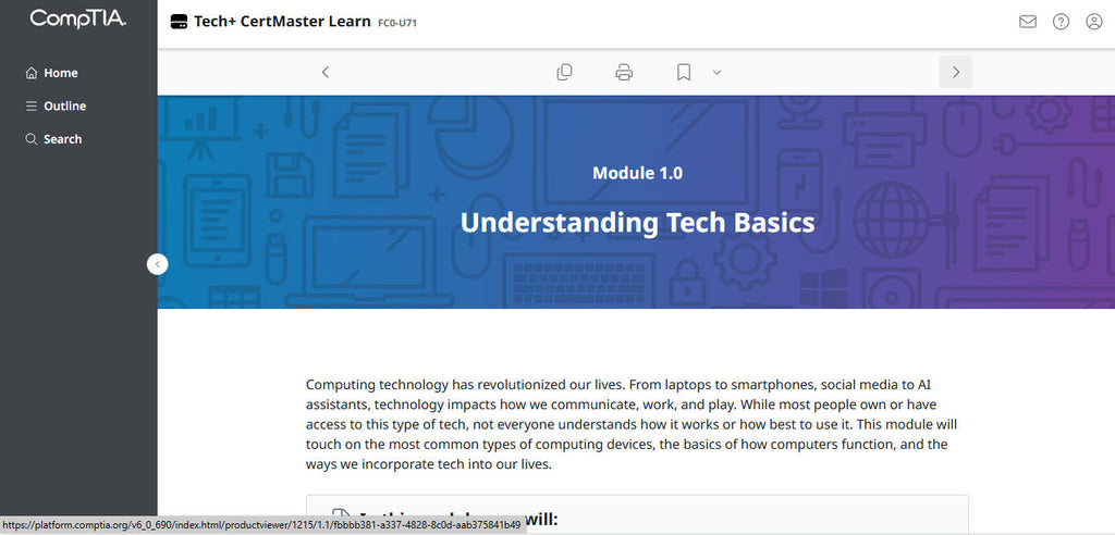 CompTIA CertMaster Learn Tech+ FC0-U71 - Individual License (12 Months Access)