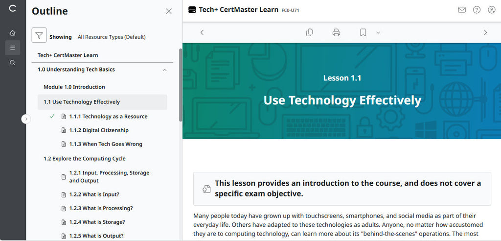 CompTIA CertMaster Learn Tech+ FC0-U71 - Individual License (12 Months Access)