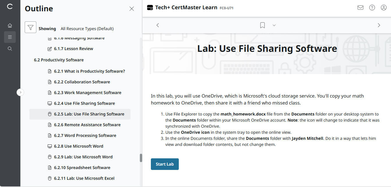 CompTIA CertMaster Learn Tech+ FC0-U71 - Individual License (12 Months Access)