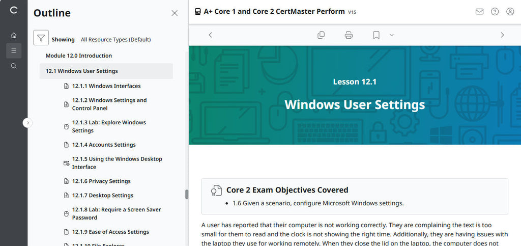 CompTIA A+ Core 1 & 2 CertMaster Perform  (V15)