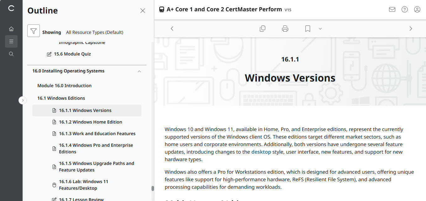 CertMaster Perform for CompTIA A+ Core 1 & 2  (V15) (120 Days  Access)