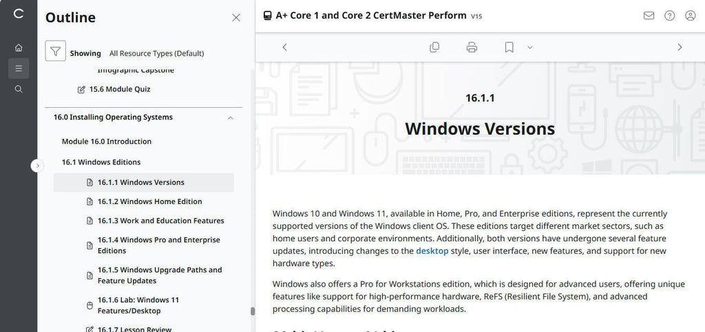 CompTIA A+ Core 1 & 2 CertMaster Perform  (V15)
