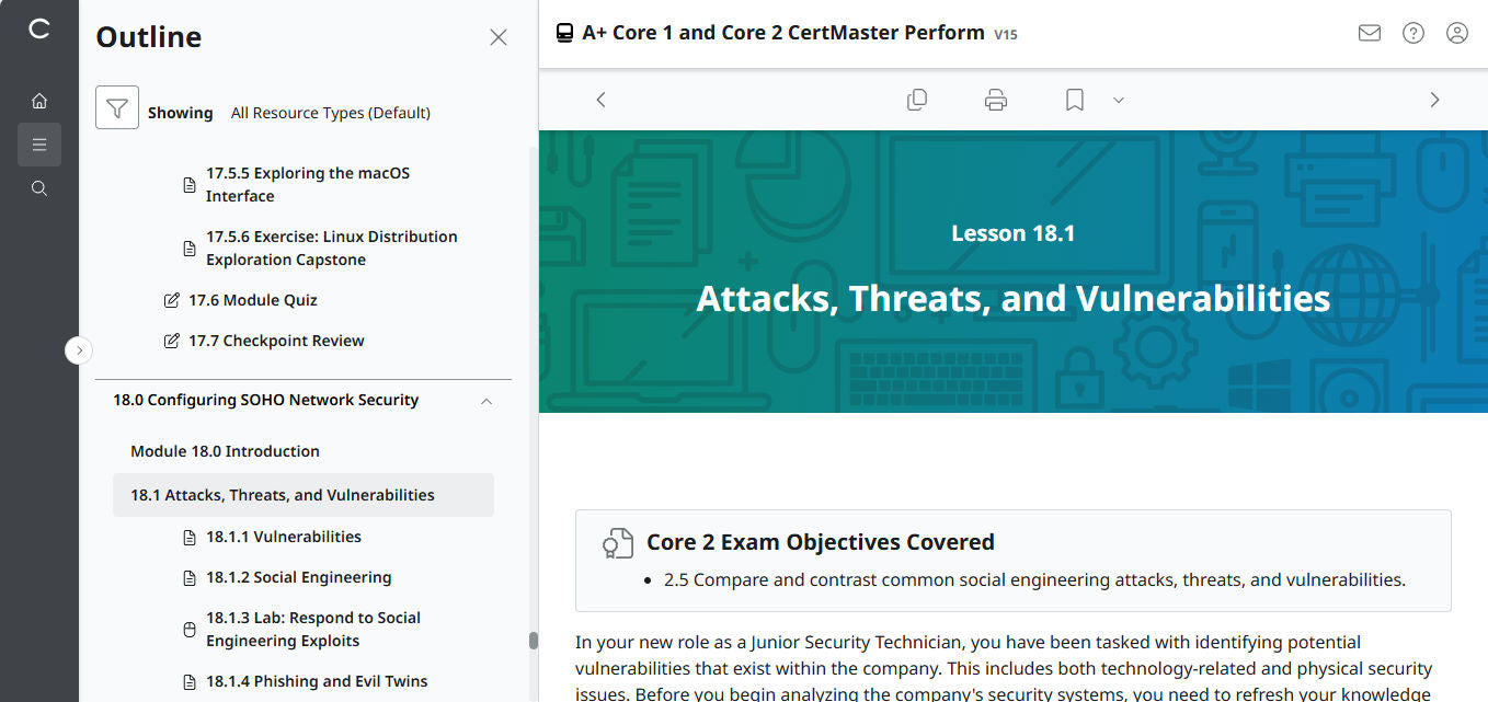 CertMaster Perform for CompTIA A+ Core 1 & 2  (V15) (120 Days  Access)
