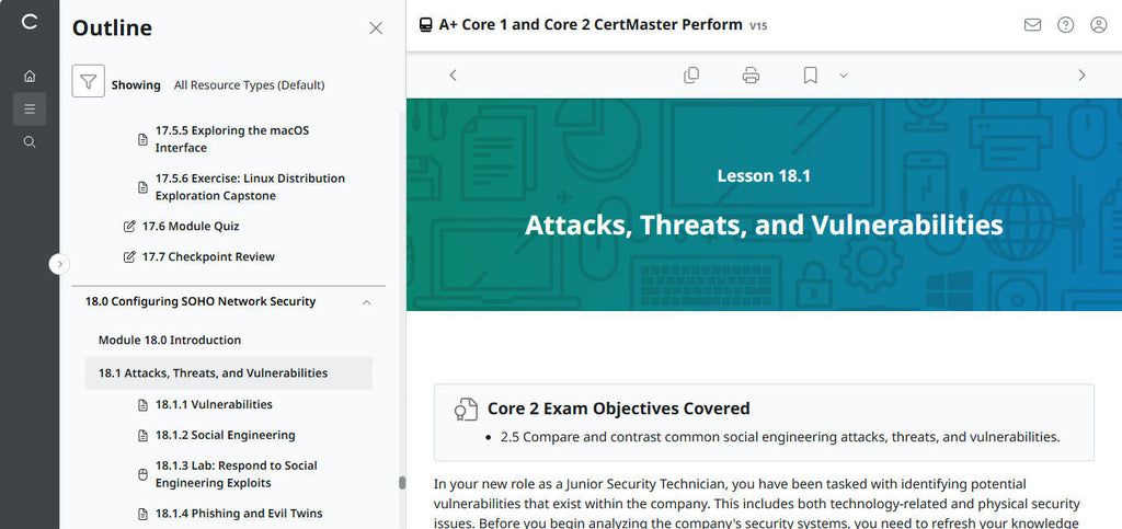 CompTIA A+ Core 1 & 2 CertMaster Perform  (V15)